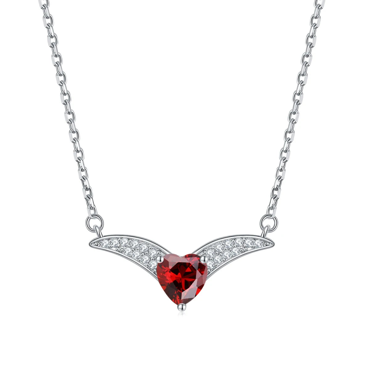925 Sterling Silver ZIRCON Birthstone Diamond Heart Shape Pendant Heart Necklaces for Women