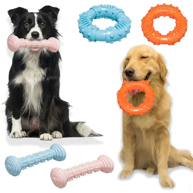 New Indestructible Dumbbell Doughnuts Chew Toys for Dog Teeth Clean Chew Rubber Interactive Dog Toy