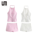 Liu Ming Custom Wholesale Summer Women Casual Suits Camisole Tank Tops Mini Skirts Shorts Set