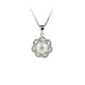 PPA2-013 Flower CZ Silver 925  Freshwater Pearl Necklace  Fine Jewelry Pearl Pendants & Charms for Women