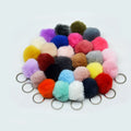 New Arrival DIY 5cm\1.9inch Silver Cute Puffy Plush Fluffy Fur Balls Customizable Round Pom Pom Keychain for Christmas Gift