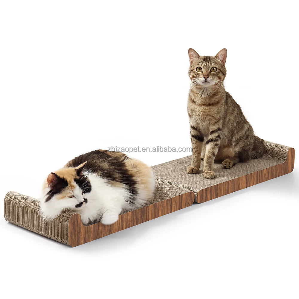 Eco-Friendly 2-in-1 L-Shape Cat Claw Scratcher Cardboard Cat Post Scratch Pad