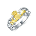 Gold Plated Claddagh Hold His Heart in His Hands 925 Sterling Silver Ring for Women
