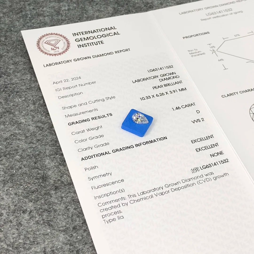 IGI Certified 1.46ct D VVS2 Wholesale Lab Created Diamond CVD Lab Grown Diamond