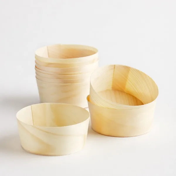 Disposable Container Pine Wooden Cups 30ml 45ml 60ml for Ice Cream Fruits Cakebeverage