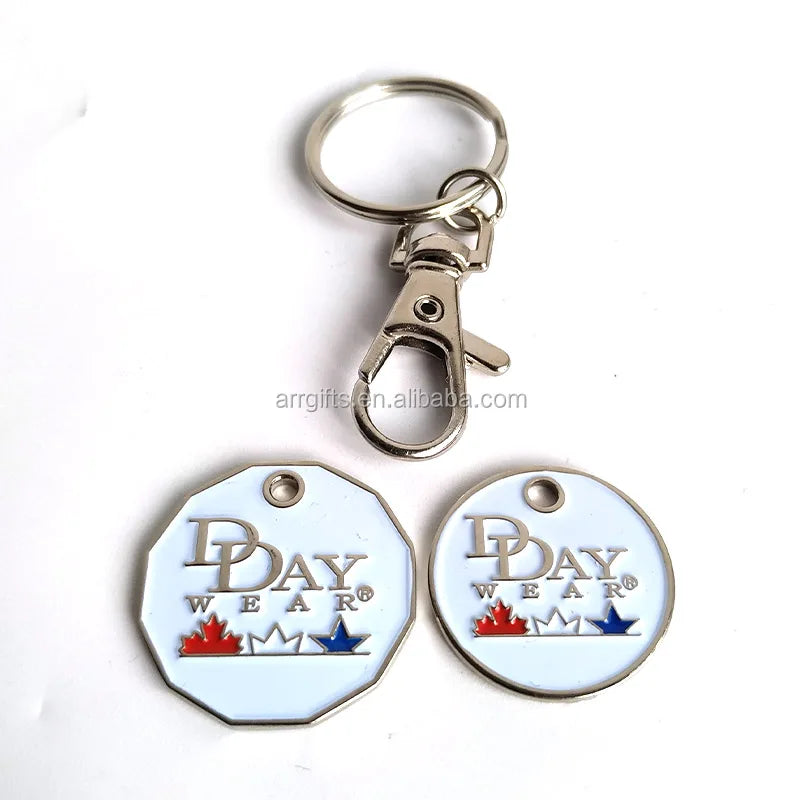 Token Coin Manufacturer Trolley Coin Keychain With Logo Engraved Two Size Soft Enamel Token Coin Keyring