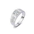 YBO Fine Jewelry Moissanite Rings for Men 925 Sterling Silver Geometric Wedding Engagement Rings Luxury