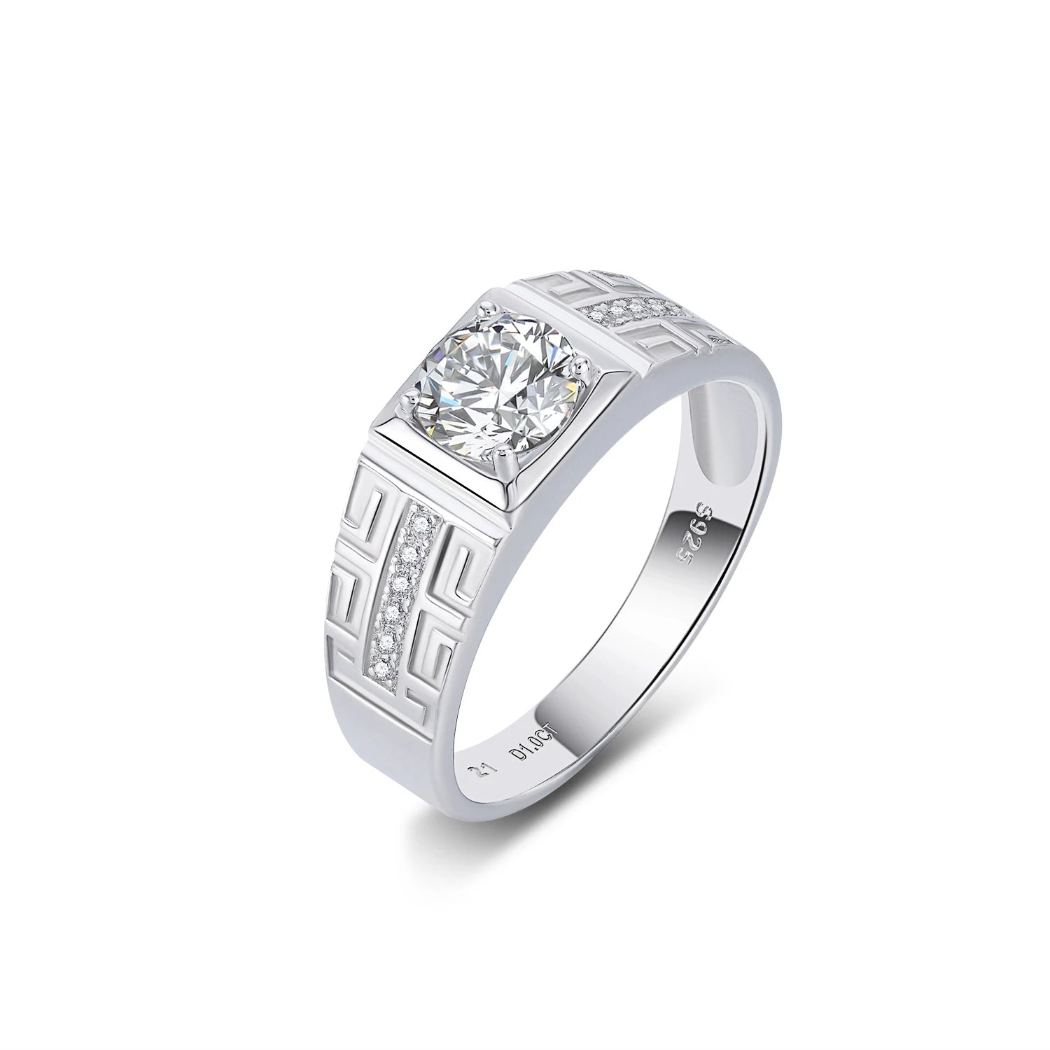 YBO Fine Jewelry Moissanite Rings for Men 925 Sterling Silver Geometric Wedding Engagement Rings Luxury