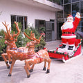 Christmas Santa Sleigh Statue Life Size Fiberglass Christmas Santa with Christmas Reindeer Decoration