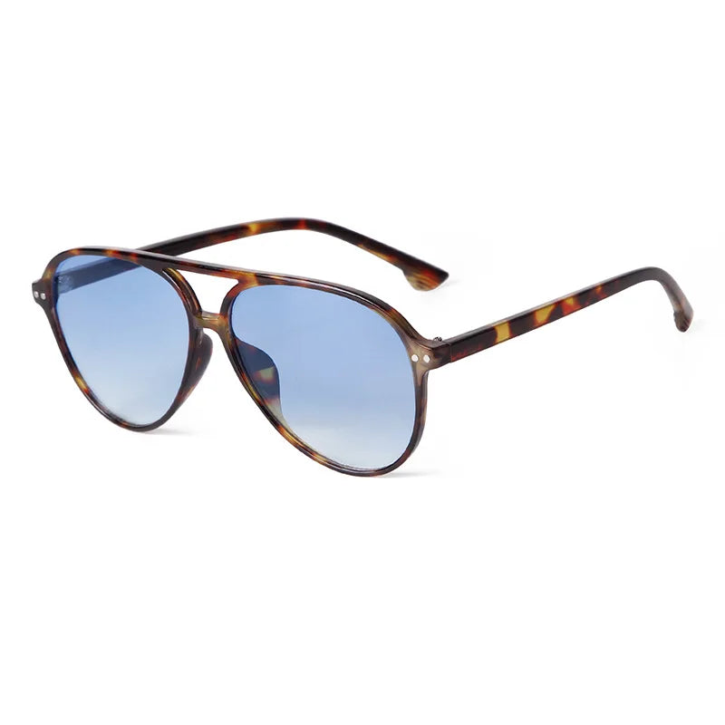 Fashion Retro Double Bridge Rivet Tortoiseshell Sunglasses Women Men Vintage Large Frame Driving Toad UV400 Sun Glasses