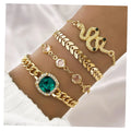 VKME 4Pcs/Set New Design Green Square Zircon Snake Bracelet Set