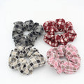 Genya Elastic Ponytail Holders Hair Accessories Plaid Pattern Hair Rope Hair Ties Red Plaid Christmas Scrunchies