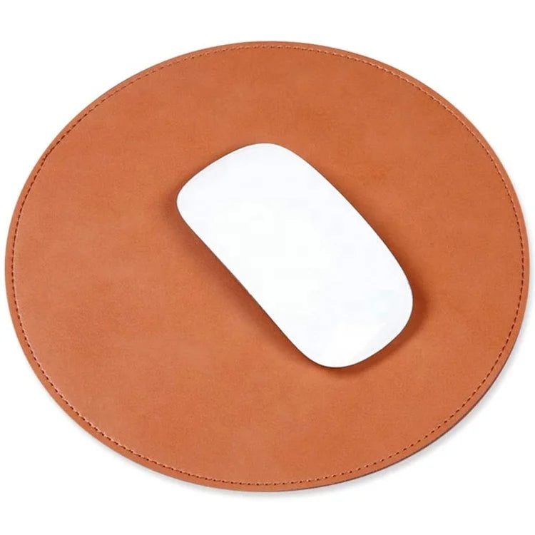 Personalized Round Mouse Pad Waterproof Smooth PU Leather Mouse Pads With Custom Logo Printed
