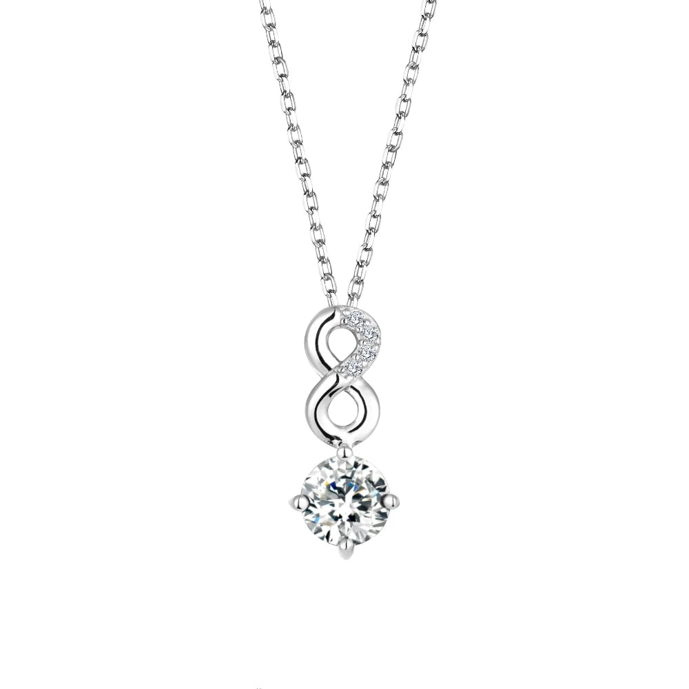 925 Sterling Silver Infinity Symbol Necklace Rhodium Plated Forever Love Infinity Design Diamond Pendant Necklace for Women