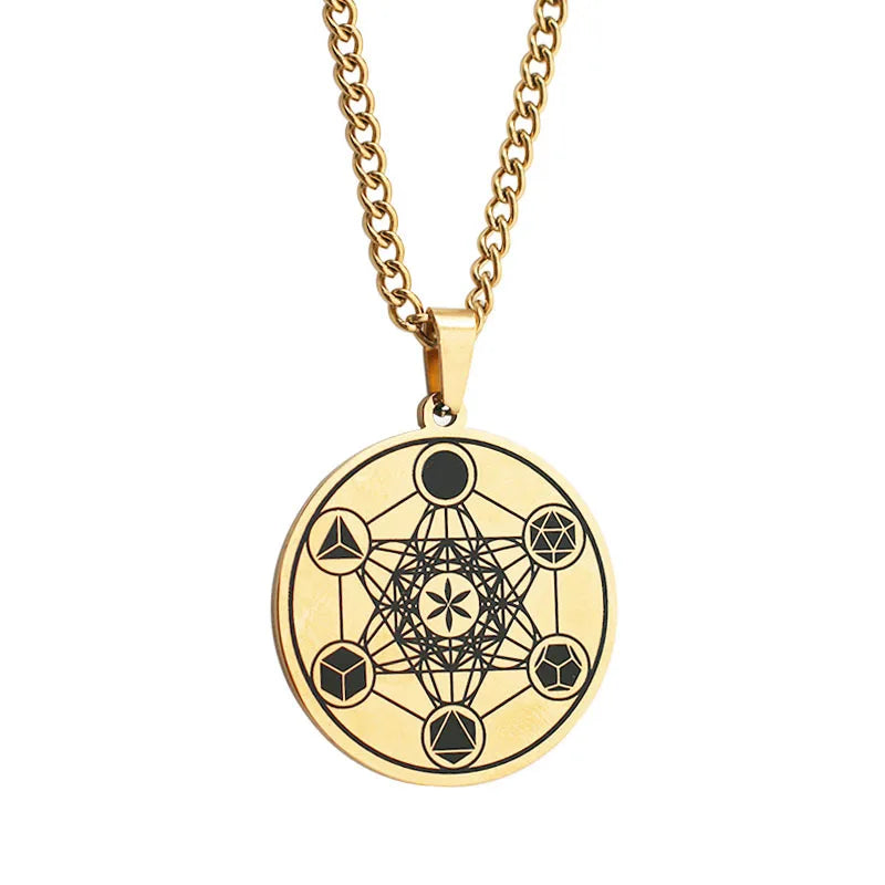 Fashion Stainless Steel  Pendant Necklace Personalized Angel Seal Solomon Amulet Men's Necklace