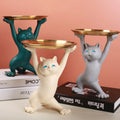 Resin Crafts Cat Ornaments for Key Lipstick Watch Storage Store Desk Home Decoration Animal Cat Tray Housewarming Gift