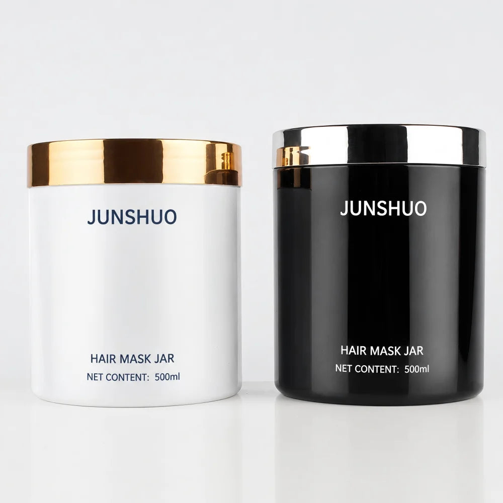 500ml PET Plastic Hair Mask Jar with Shiny Gold Screw Lid for Hair Treatment Cream Pomade Wax and Salon Hair Care Packaging