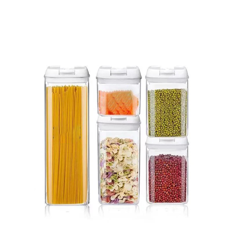 Durable 5 Pcs Air Tight Grain Plastic  Food Container Storage Container Set Dry Goods Food Plastic clear Kitchen Food Box