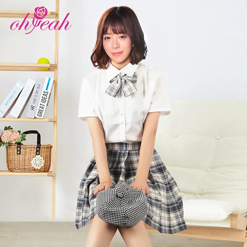 New Arrivals Party Suit Two Piece Japanese Korea Style JK School Uniform Short Chic High Waish Pleated Skirt Set