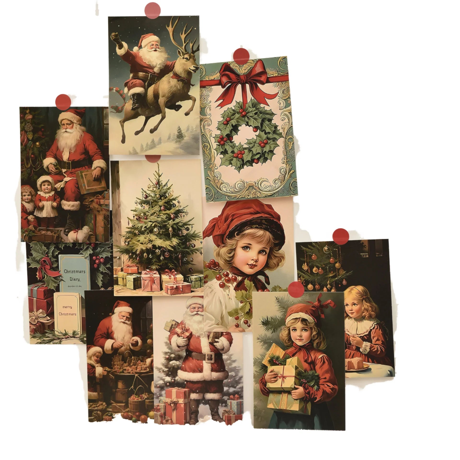 Vintage 10pcs Plastic Elegant Christmas Postcards Holiday Message Festive Season Gift Cards Your Decorations Supplies Onemax