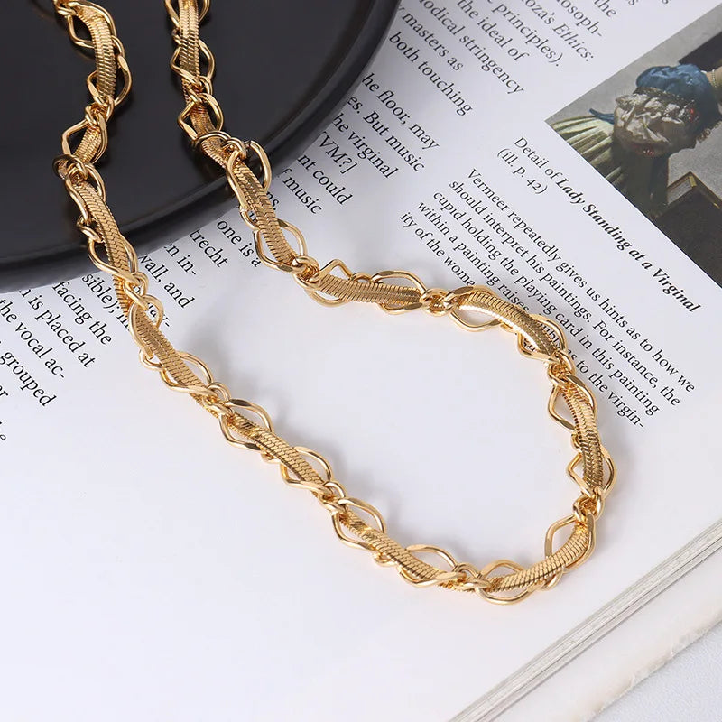 Personalized Wire Wrap Snake Unique Necklace Gold Plated Necklaces Luxurious Bracelet Set Collier Acier Inoxydable Bijoux