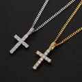 Anha Cross Pendant Necklace with Zircon CZ Stones Hip Hop Style for Men Women Copper Setting Link Chain for Weddings Parties