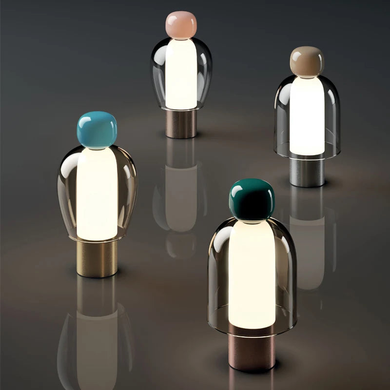 Touch Control Modern Glass Table Lamps Metal Base USB Rechargeable LED Table Lamp for Hotel Bedroom