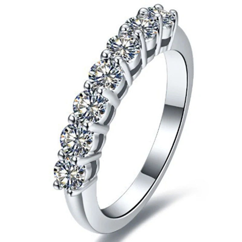 Fashionable Single Row Diamond Simulated Couple Ring Shiny Cubic Zirconia Christian Religious Symbol Gemstone for Men Women