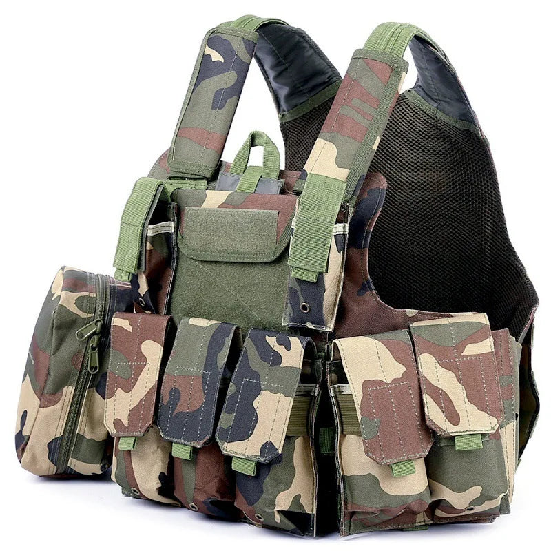 Sturdyarmor Tactical Gear Equipment Supplies Waterproof Oxford Fabric Woodland Camo Molle Tactical Vest Plate Carrier With Pouch