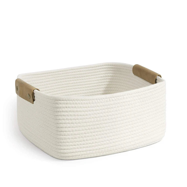 Factory Direct Large Cotton Rope Woven Storage Basket with Handle Eco-Friendly Foldable Basket for Clothes & Organizing