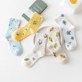 New Fall Women Fresh Flowers Crew Socks Colorful Floral Cotton Tube