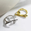 Ouj Minimalist Geometric Open Adjustable Size Light Irregular Gold Plated Brass Rings Jewelry Simple Designs for Girls