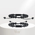 Vnox Simple Cylinder Urn Accessories Volcanic Stone Beaded Braided Bracelet Black Men'S Minimalist Memorial Urn Bracelet