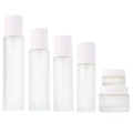 Frost Glass 30ML 60ml 80ml 100ml 120ML White Lid Spray Atomizer Emulsion Lotion Pump Empty Cosmetic Packaging Bottle Cream Jar
