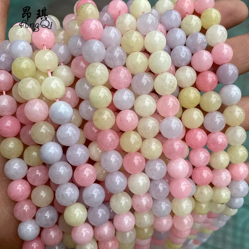 Wholesale Natural Semi-precious Stone Beads 6mm 8mm 10mm 12mm Morganite Chalcedony Jade Beads