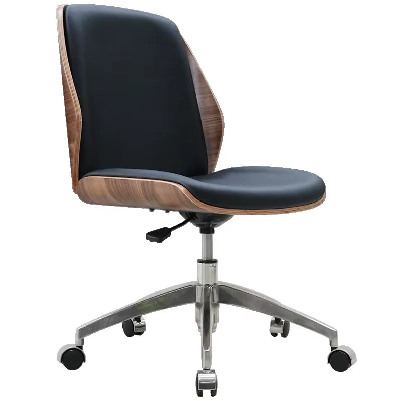 Modern Wood High Back Executive Swivel Office Chair with Synthetic Leather Adjustable Height