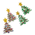Luxury New Christmas Rhinestone Gold Bead Chain Christmas Tree Decoration Resin Sequin Stars Acrylic Drop Earrings for Women