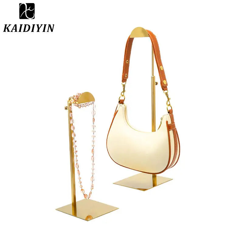 Customizable Stainless Steel Metal Bag Stand Rack Adjustable Logo Display Holder for Handbags holder stand Racks