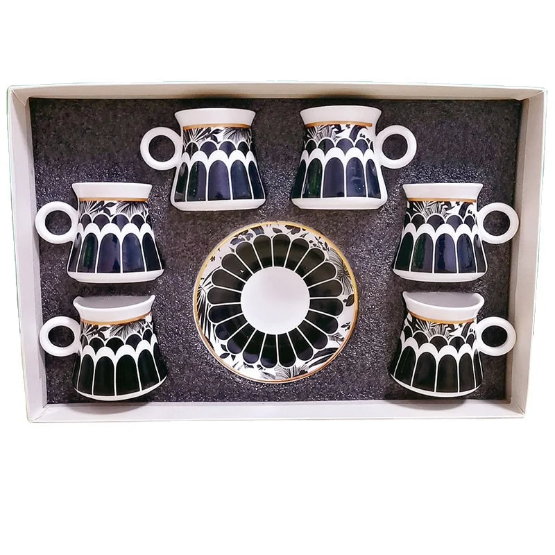 Wholesale Eco-Friendly Porcelain Turkish Tea & Arabic Coffee 6-Cup 6-Saucer Set for Giveaways