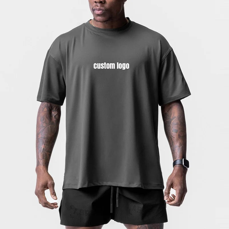 Hot Sale Wholesale Men Clothing Summer Custom Daily Fit Grey Short Sleeves Tee Oversized Gym T-Shirt