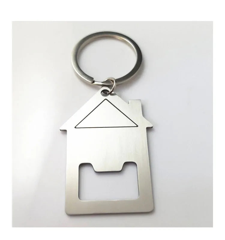 Metal House Shape Bottle Opener Keychain Custom logo Stainless Steel Beer Bottle Opener Keychain for Promotion Gift Key Chain