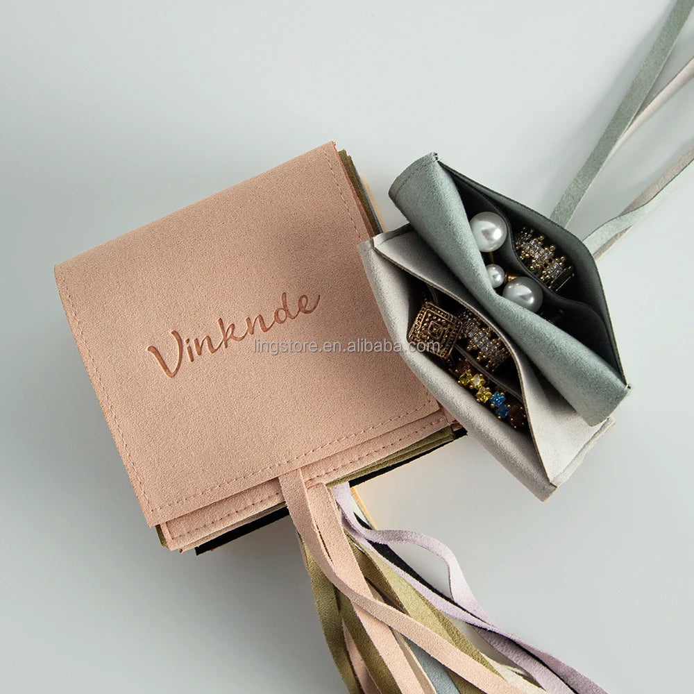 High-End Luxury Suede Microfiber Jewelry Pouch Envelope Style Separator Divider Trinkets Bijou Packaging Gold Fountain Pen's Tip