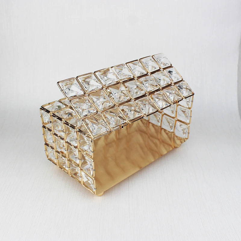 Custom European Style Light Tissue Box Luxury Gold Metal Napkin Caddy Eco-friendly Rectangle Support for Home Decoration MegaBDM