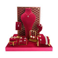 Chinese Red Wedding Gold Jewelry Display Props Necklace Bracelet Ring Earrings Metal Jewelry Window Display Stands