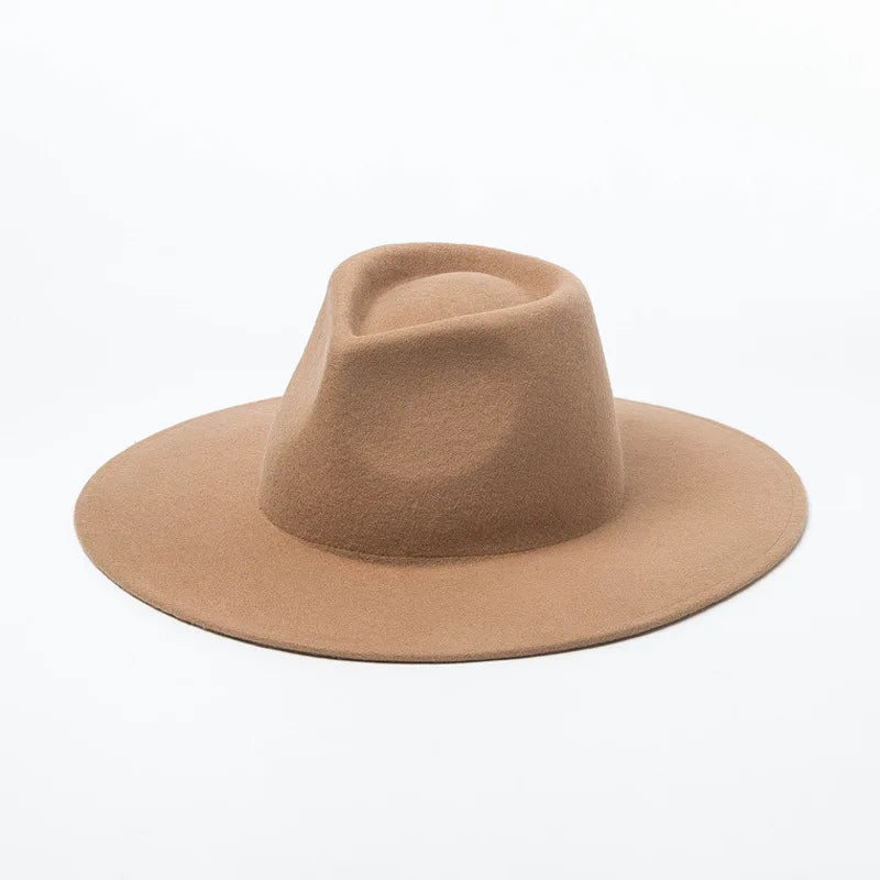 Wholesale Leisure Handmade Vintage Custom Wool Felt Top Hat for Women's Men's Wide Brim Hat Fedora Hat