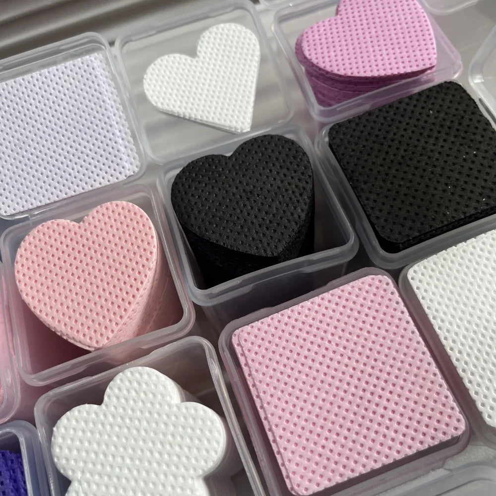Heart-Shaped Lint-Free Cotton Pads Colorful Eyelash Extension Glue Remover Cleaning Wipe Makeup Tools Cleaner