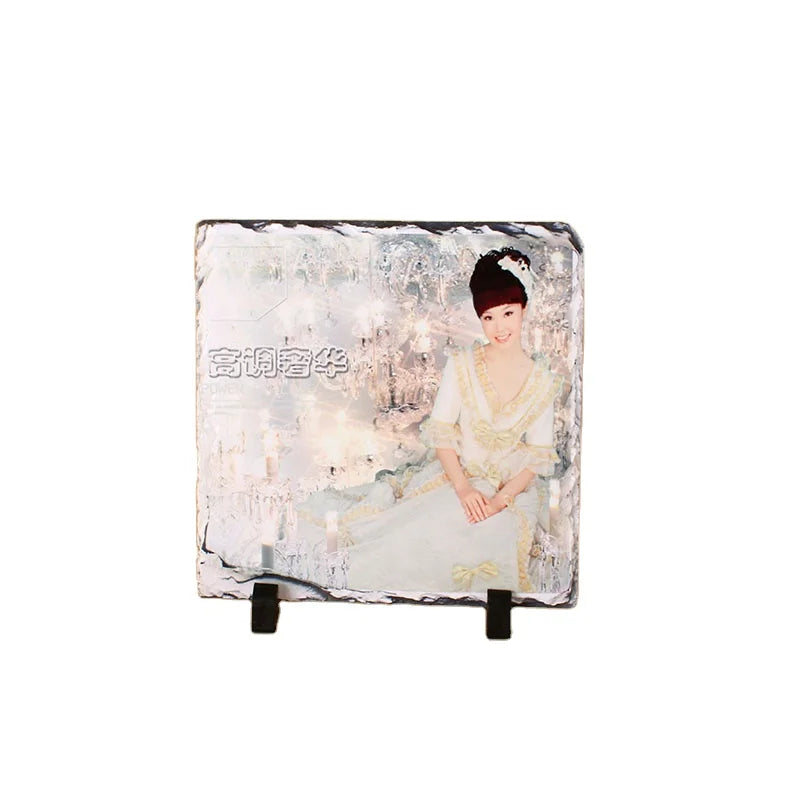 SH-25 7.87 Inch Square Sublimation Photo Frames Heat Transfer Slate Rock for Wedding/Christmas Decor Stand for Home/Hotel Use