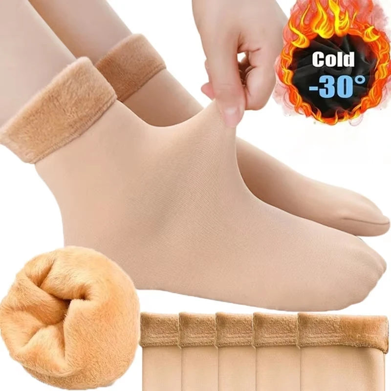 Women Winter Thicken Warm Short Socks Thermal Fleece-Lined Socks Nylon Snow Velvet Boots Home Floor Calcetines Mujer