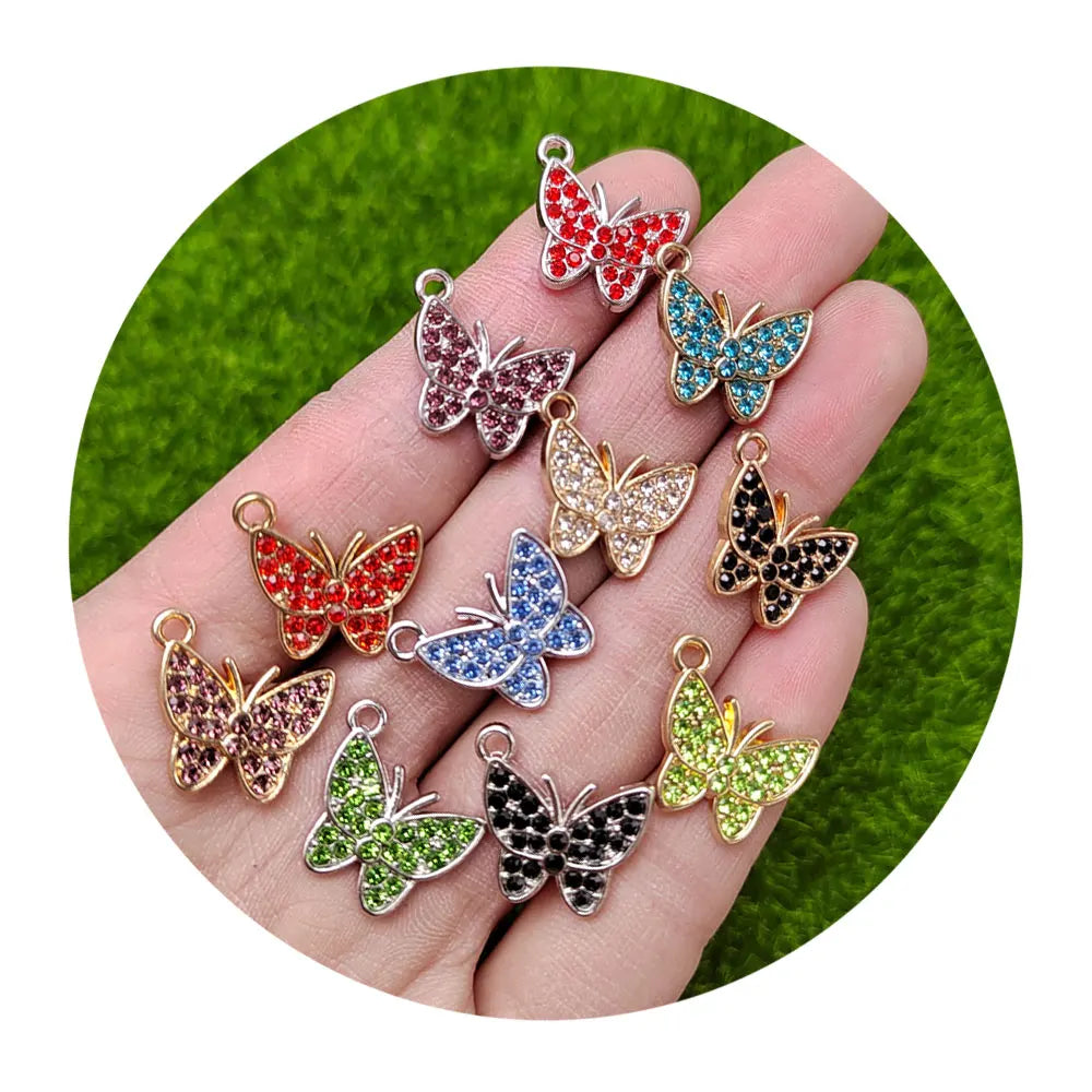 Gold Silver Plated Crystal Butterfly Enamel Charms Pendants for Jewelry Making Bracelet Necklace DIY Earrings Accessories