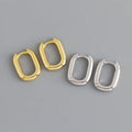 Delicate 18K Gold Plated Chunky 925 Sterling Silver Oval Huggie Hoop Earrings Minimalist Hollow Circle Earrings